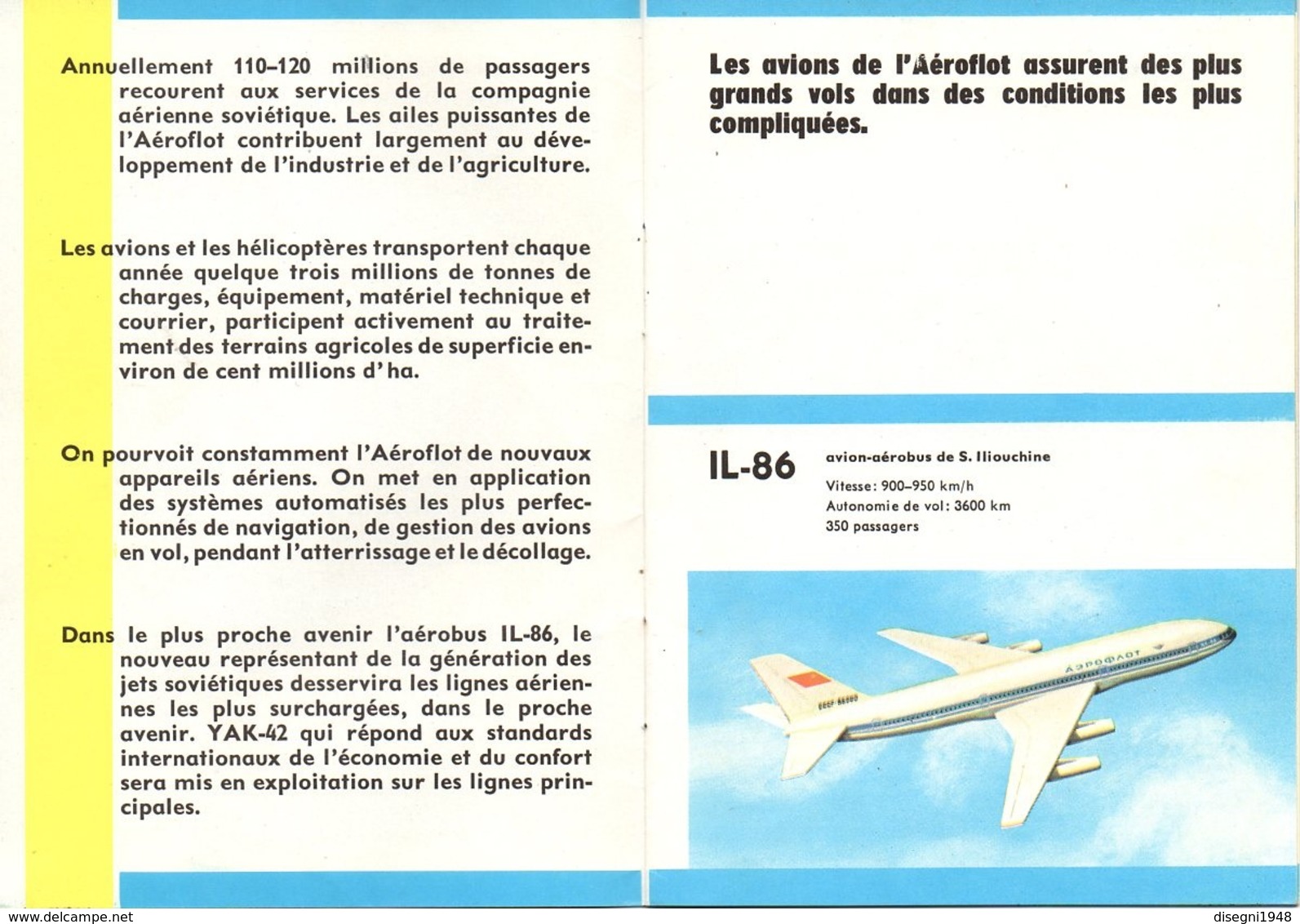 07537 "AU PASSAGER DES LIGNES AERIENNES INTERNATIONALES - AEROFLOT" OPUSCOLO ORIGINALE. - Werbung