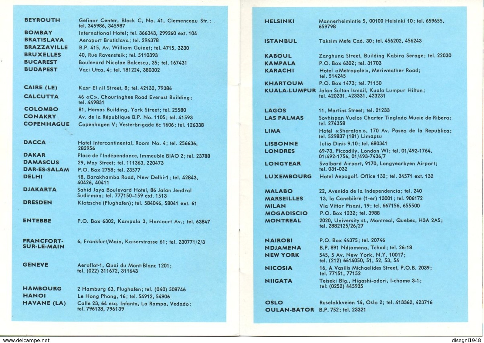 07537 "AU PASSAGER DES LIGNES AERIENNES INTERNATIONALES - AEROFLOT" OPUSCOLO ORIGINALE.