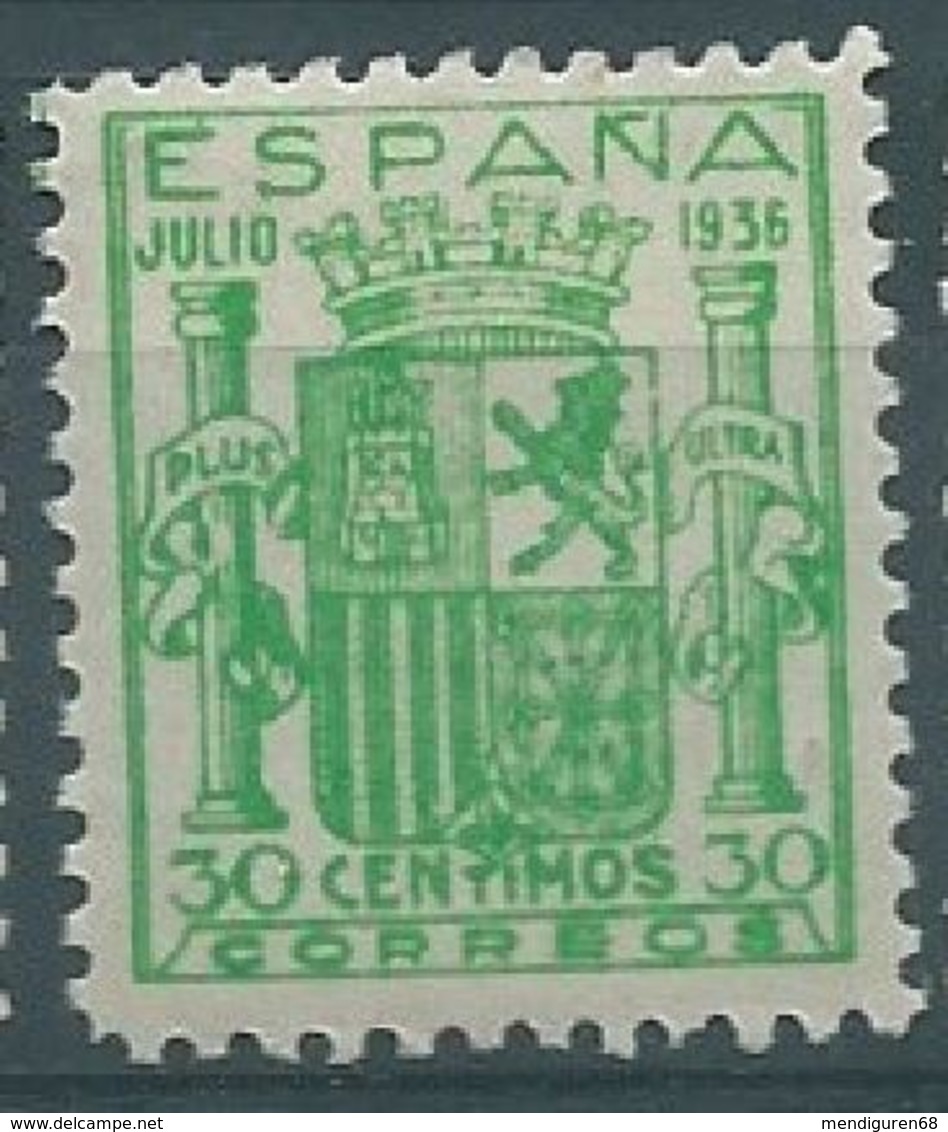 ESPAGNE SPANIEN ESPAÑA 1936 ESCUDO ESPAÑA GRANADA 3 COLOR VARIETY GREEN MNH ED 801 MI 750 SG ND1 SC 615 YV 563 - Neufs