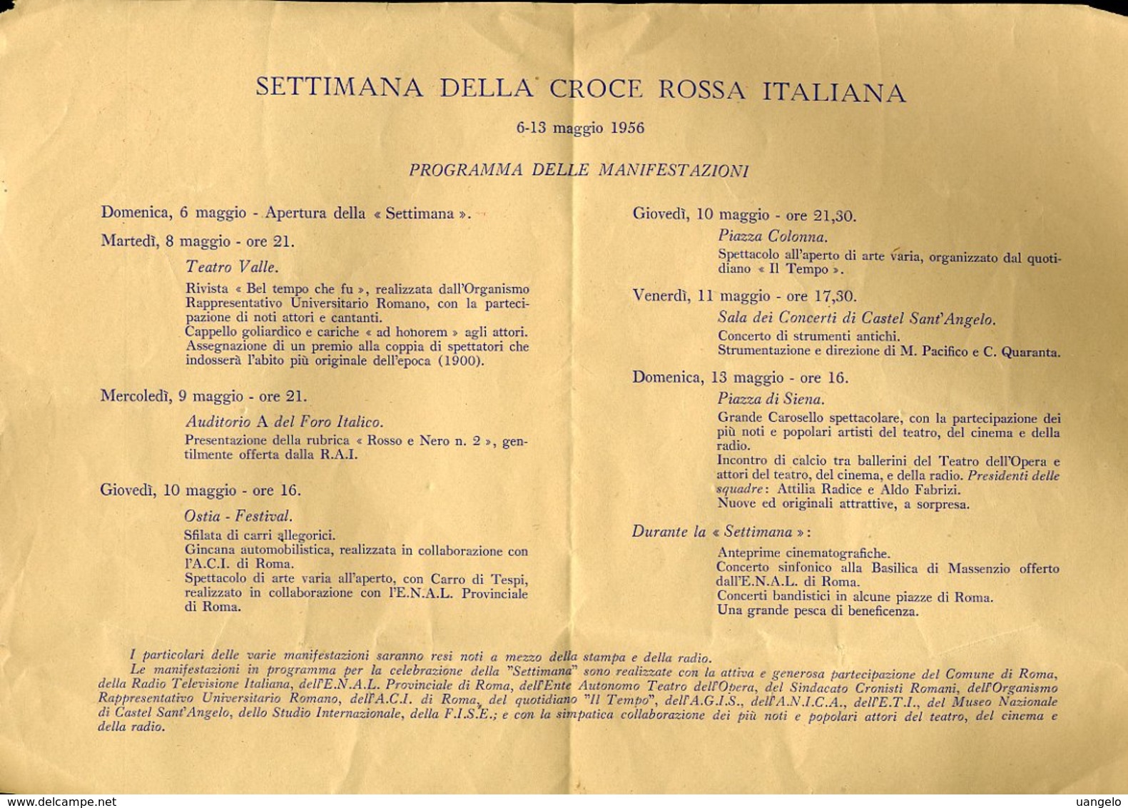 29  SETTIMANA DELLA CROCE ROSSA ITALIANA 6-13 MAGGIO 1956 - Italia