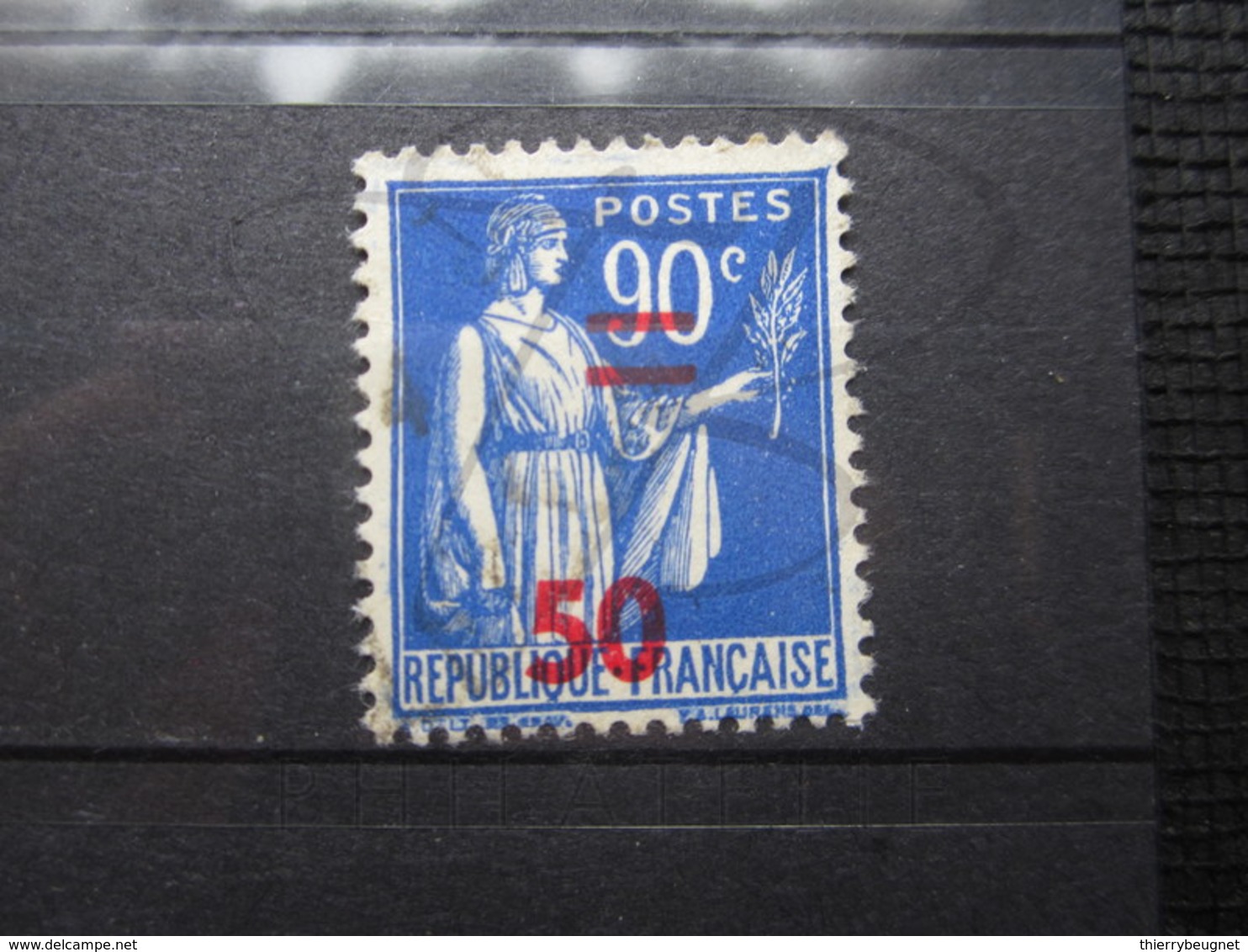 VEND BEAU TIMBRE DE FRANCE N° 482 , SURCHARGE DECALEE !!! (a) - Used Stamps