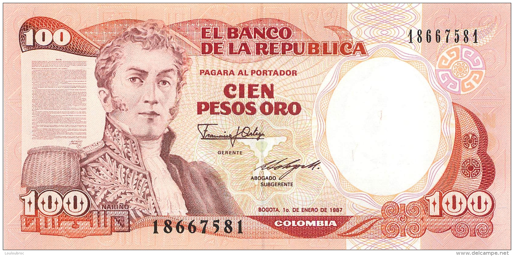 BILLET  COLOMBIE 100 PESOS ORO - Colombia