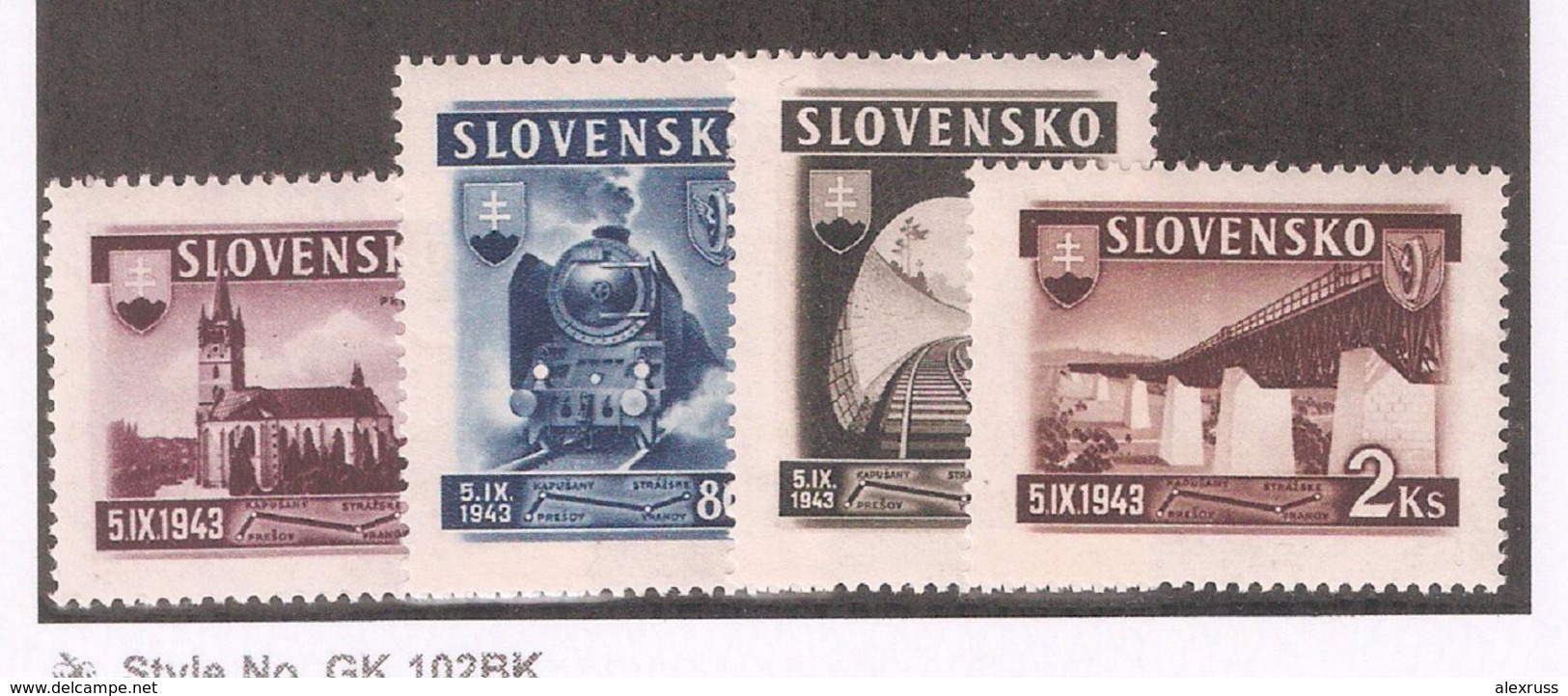 Slovakia 1943,New Railroad Line,Scott # 89-92,VF Mint Hinhed*OG (MB-11) - Unused Stamps