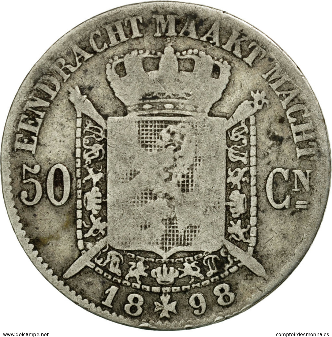 Monnaie, Belgique, Leopold II, 50 Centimes, 1898, TB+, Argent, KM:27 - 50 Cents