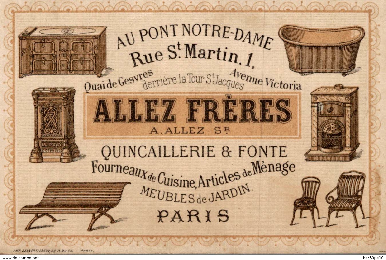 CHROMO  ALLEZ FRERES QUINCAILLERIE ET FONTE PARIS  LA PECHE - Autres & Non Classés