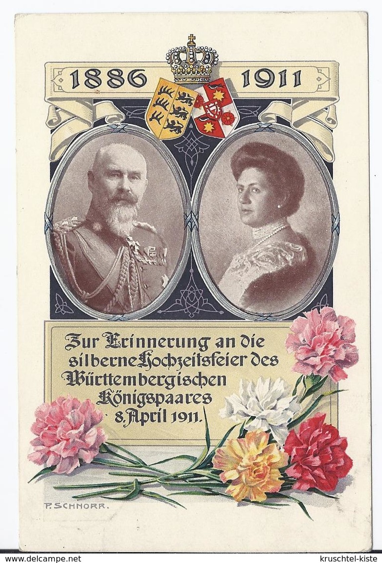 Deutsches Reich (002729) Ganzsache PP27 C106 Germania Silberne Hochzeit Des Württemb. Königpaares, Gelaufen Am 8.4.1911 - Sonstige & Ohne Zuordnung