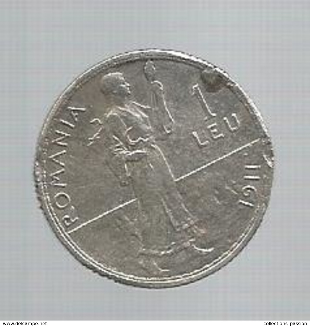 Monnaie , ROUMANIE , ROMANIA ,argent , 1 Leu ,1911 , 2 Scans - Rumänien