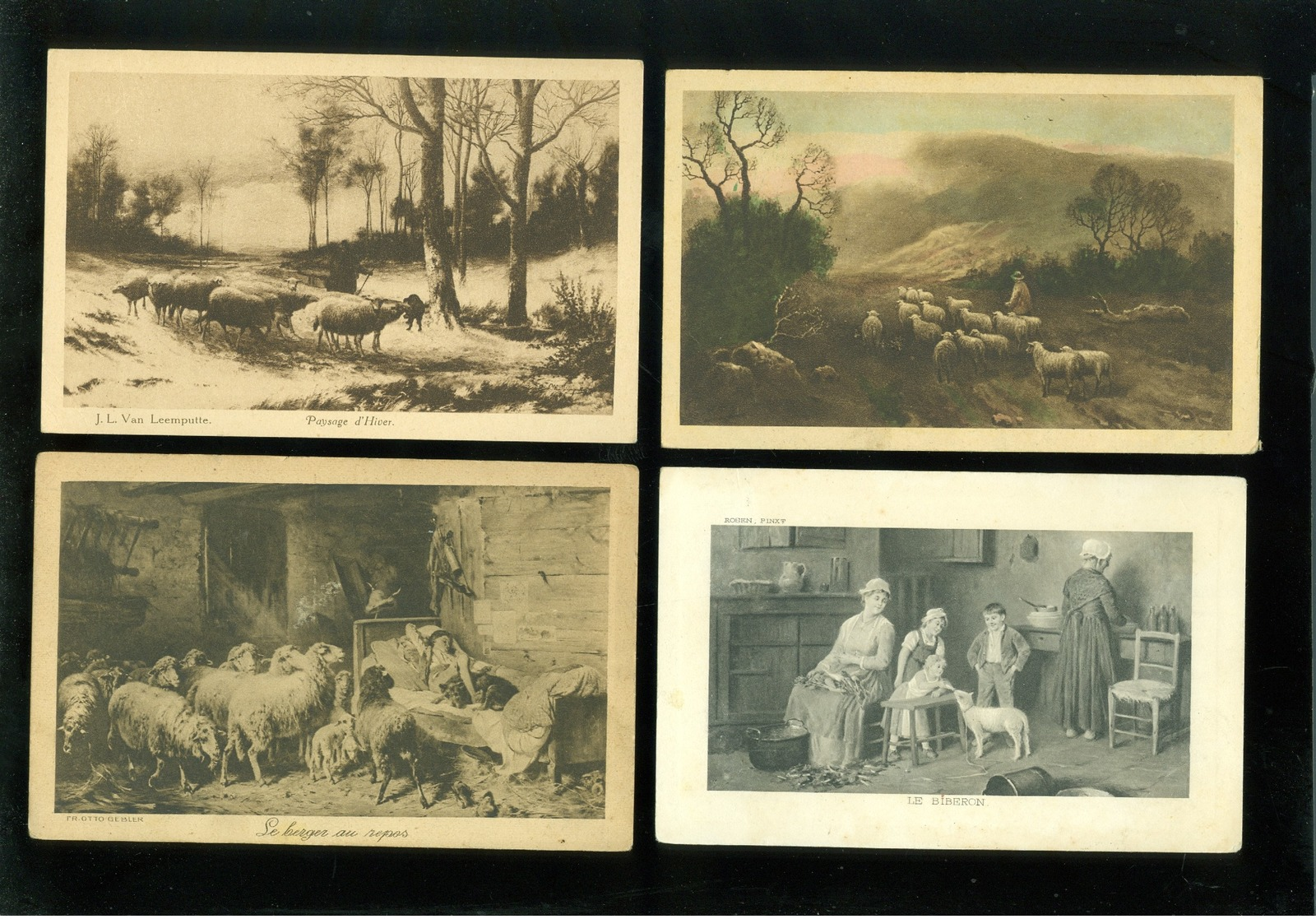 Beau lot de 60 cartes postales de fantaisie mouton agneau berger  Mooi lot 60 postkaarten van fantasie schaap - 60 scans