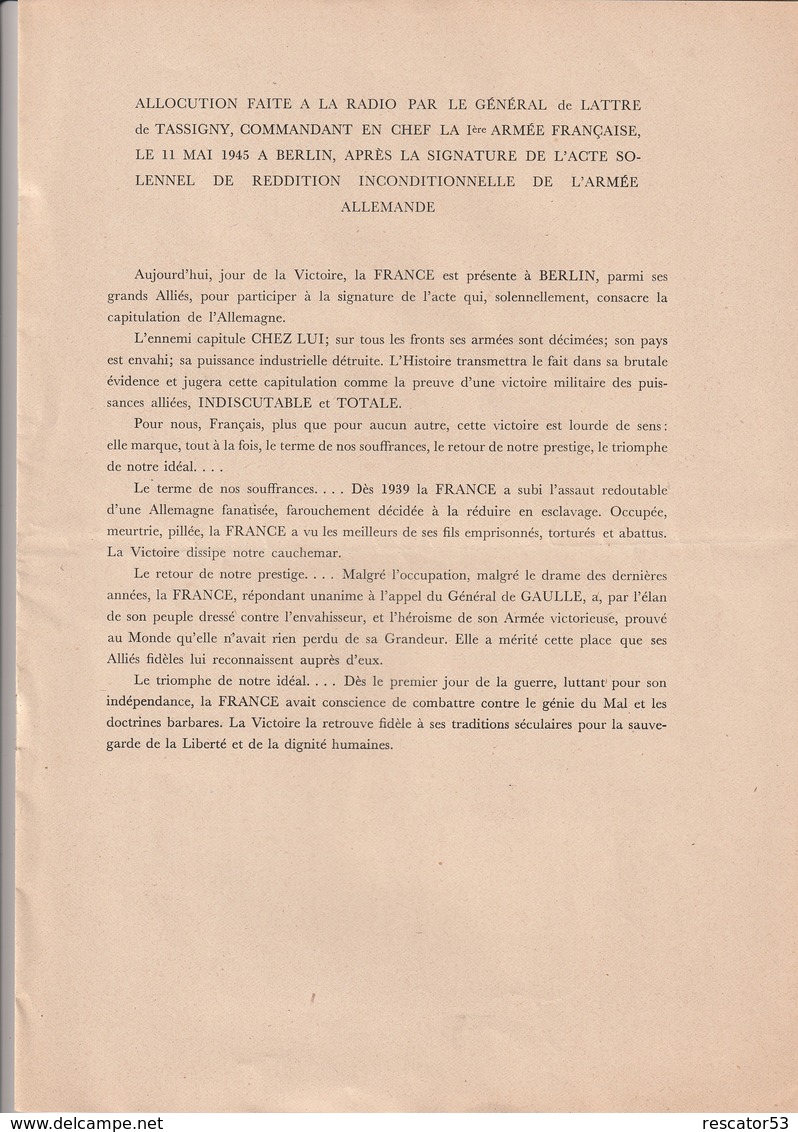 Très Rare Les Ordres Du Jour De La Victoire Avec Insignes 3 Eme Division Infanterie Algérienne Et Goums - 1939-45