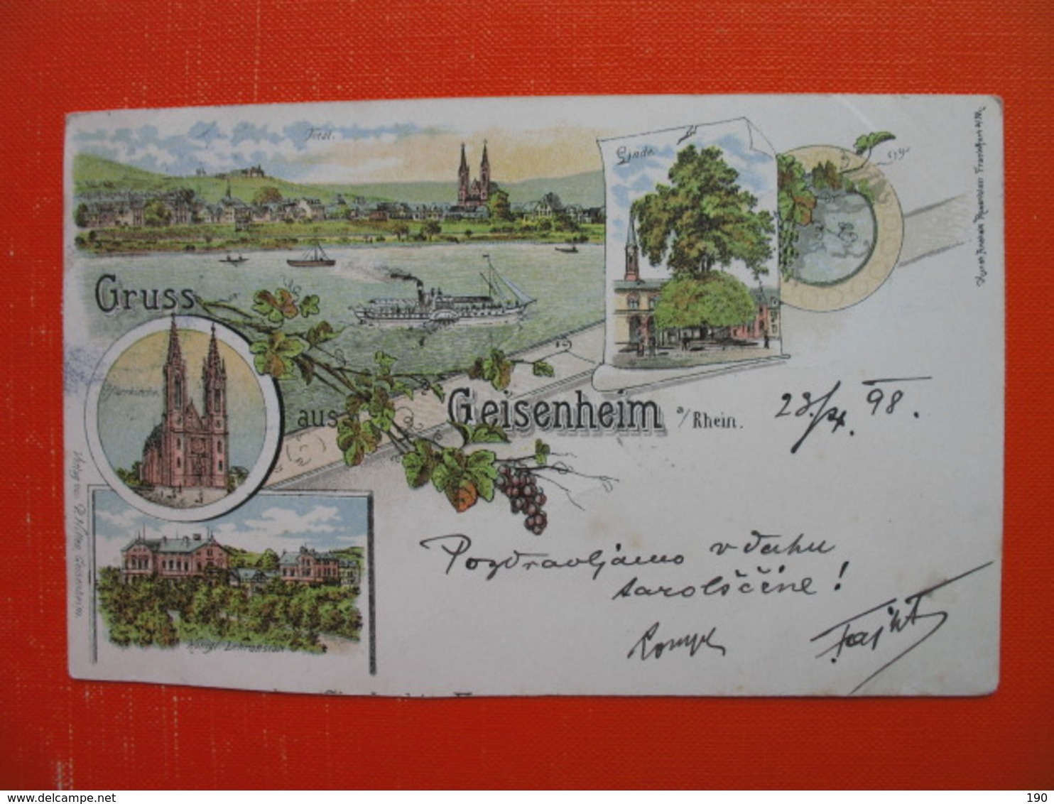 Lithography.Gruss Aus Geisenheim.Sign Radna(Sevnica) - Rheingau