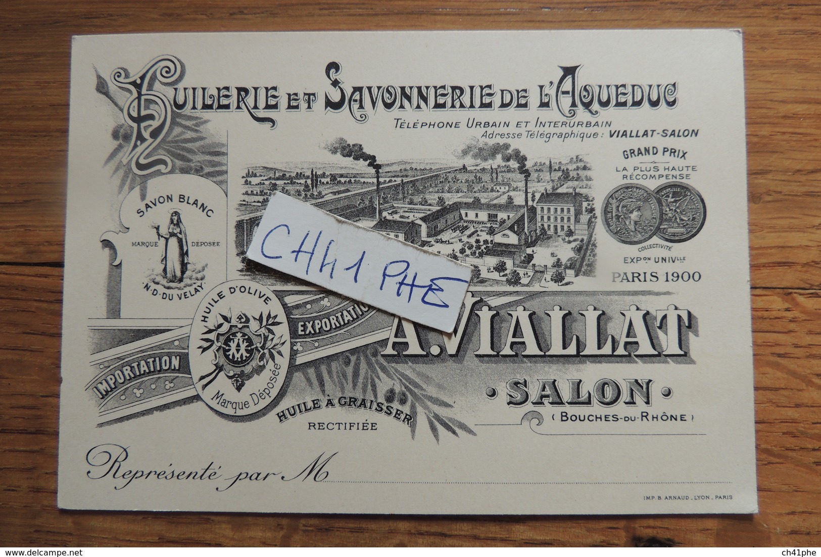 SALON DE PROVENCE HUILLERIE ET SAVONNERIE DE L AQUEDUC / HUILLE D OLIVE / GRAND PRIX EXPO UNIVERSELLE DE 1900 A PARIS - Cartes De Visite