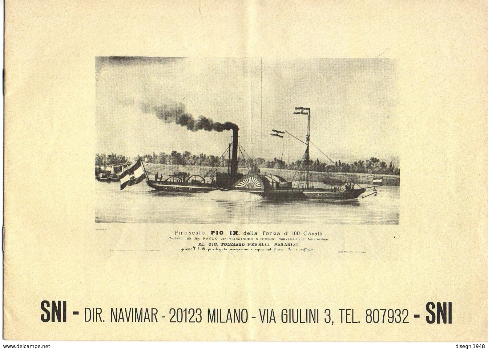 07538 "M/N ANTONIO STRADIVARI - SNI DIR. NAVIMAR - CROCIERE SUL PO" OPUSCOLO ORIGINALE. - Publicidad