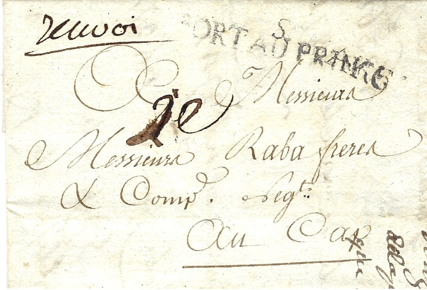 1784- Lettre Locale De PORT AU PRINCE Au Cap  TAXE 2 E + " Renvoi " - 1792-1815: Départements Conquis