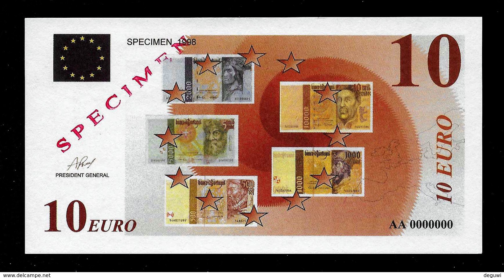 Test Note "EZB - ECB 1998" Testnote, Typ A, 10 EURO, SPECIMEN, Beids. Druck, RRR, UNC - Sonstige & Ohne Zuordnung