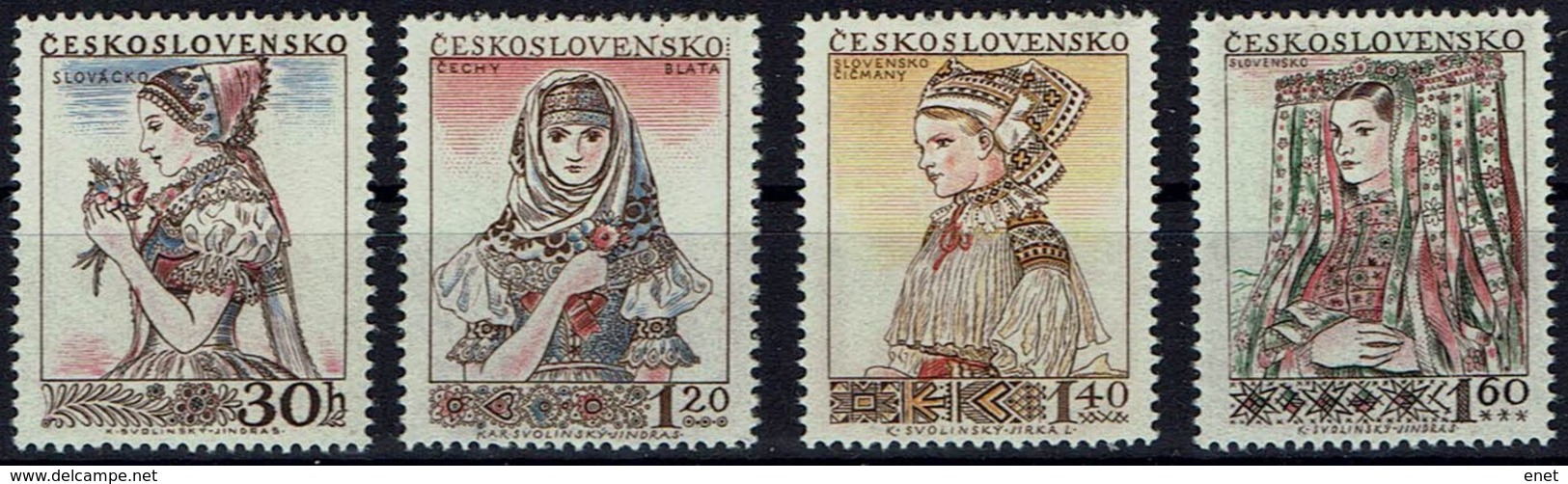 Tschechoslowakei Czechoslovakia CSSR 1956 - Trachten - MiNr 994-997** - Kostums