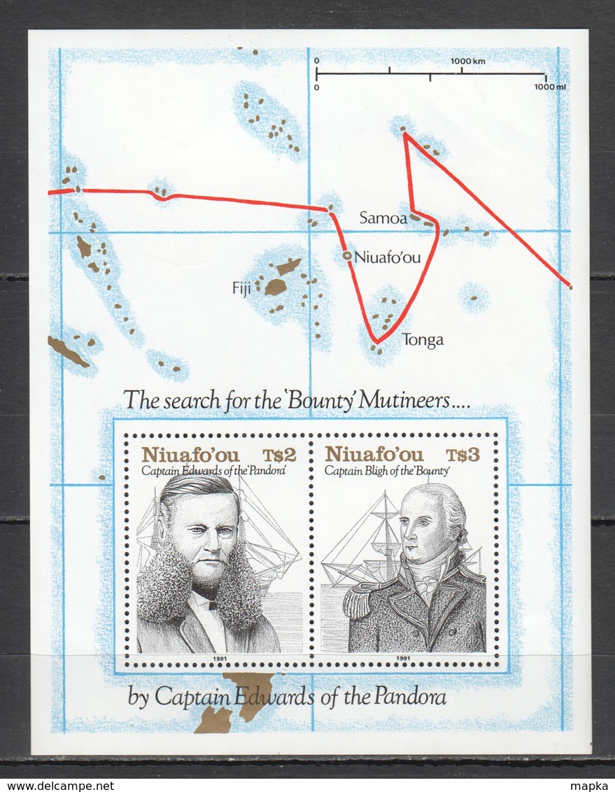 K886 1991 NIUAFO'OU TRANSPORT SHIPS SEARCH FOR BOUNTY MUTINEERS 1BL MNH - Ships