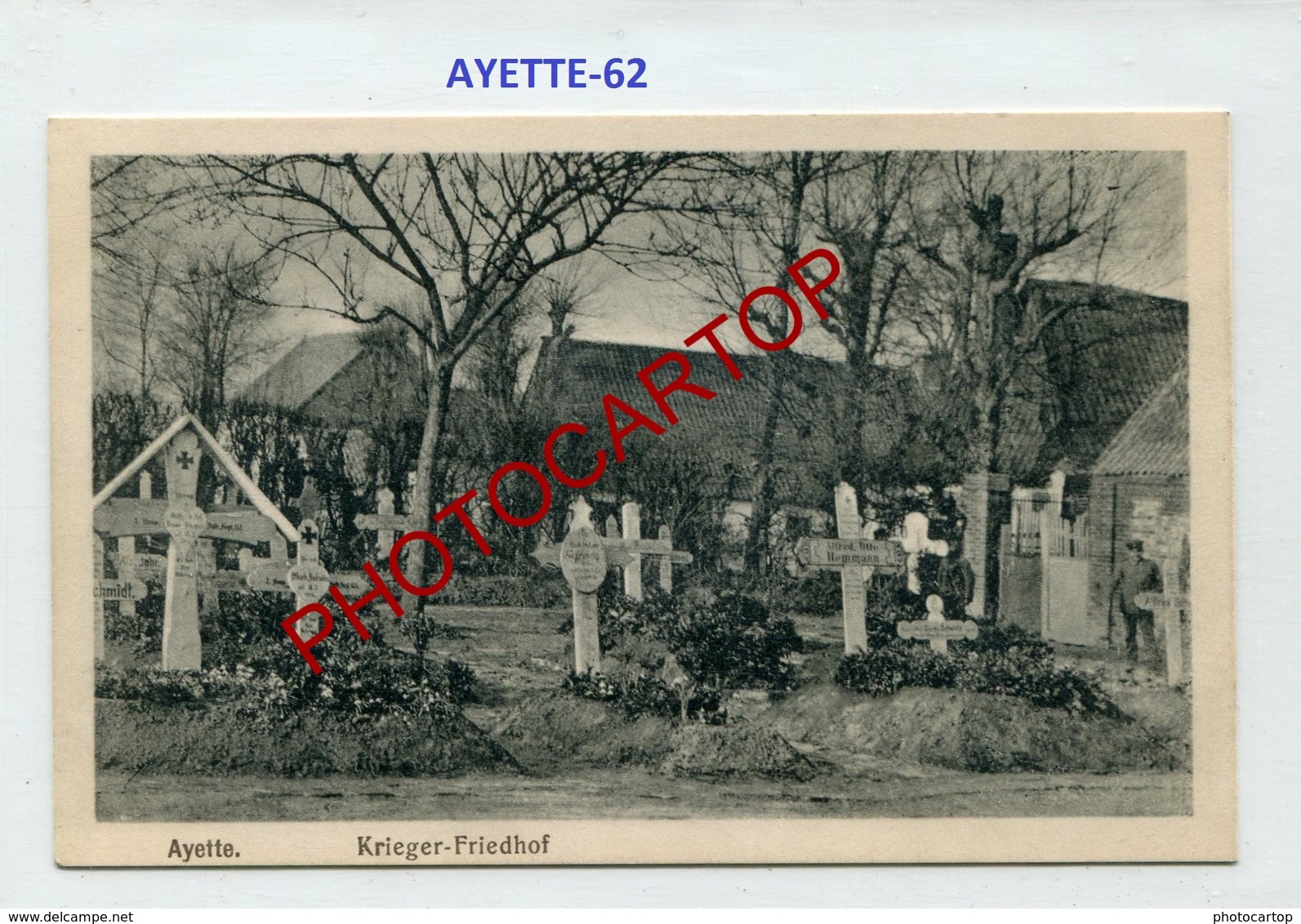 AYETTE-Cimetiere Militaire-Tombes-CARTE Allemande-Guerre 14-18-1WK-France-62-Militaria- - Sonstige & Ohne Zuordnung