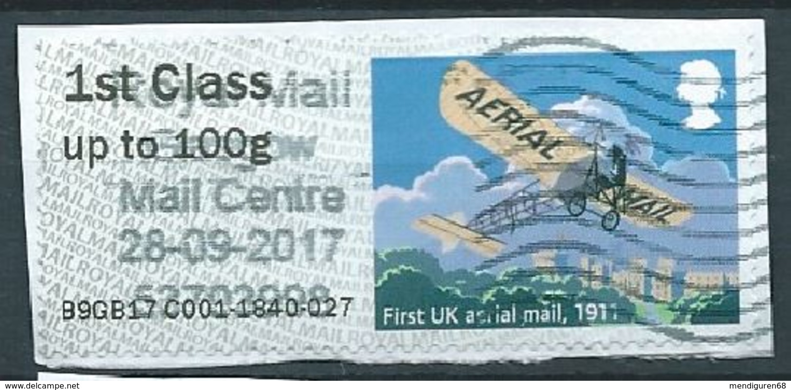 GROSBRITANNIEN GRANDE BRETAGNE GB 2016 Mail By Air Post & Go Up To 100 G - Used Stamps