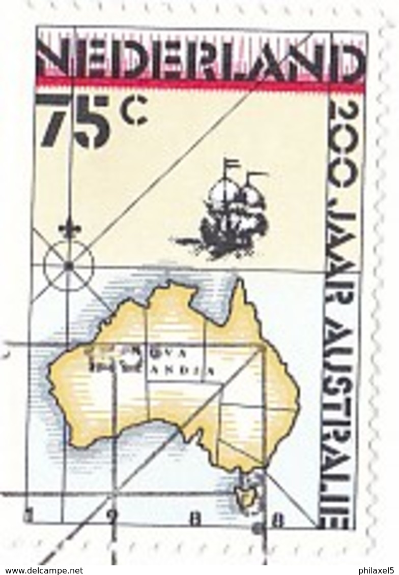 Nederland - FDC - 200 Jaar Australië -  Kaart Van Australië Met Inschrift "Nova Hollandia"/zeilschip - NVPH E257 - Géographie