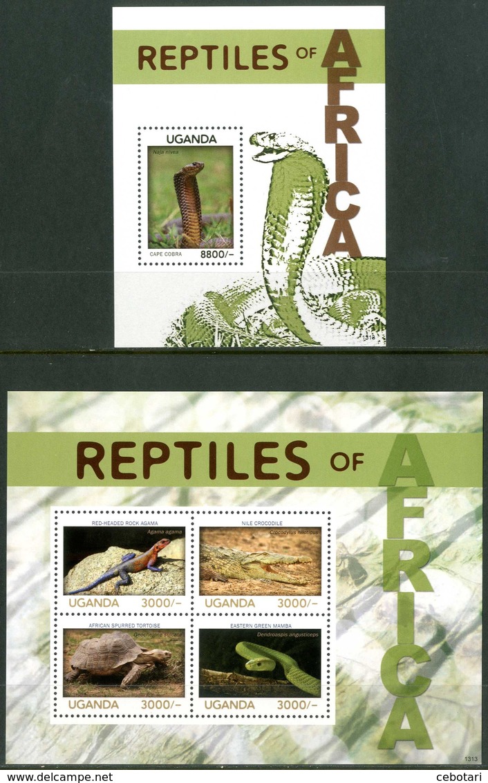 UGANDA 2014** - Rettili / Reptiles - Miniblock + Block Di 4 Val. MNH, Come Da Scansione. - Altri & Non Classificati
