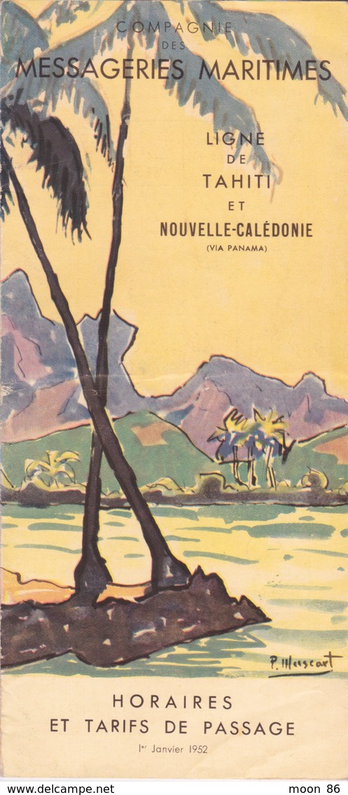 1952 -  LIGNE TAHITI ET NOUVELLE CALÉDONIE - ILES FRANÇAISES DE LA POLYNÉSIE  - CIE DES MESSAGERIES MARITIMES - Dépliants Touristiques