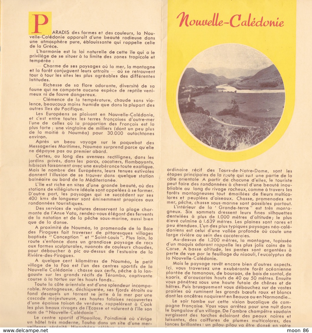 1952 -  LIGNE TAHITI ET NOUVELLE CALÉDONIE - ILES FRANÇAISES DE LA POLYNÉSIE  - CIE DES MESSAGERIES MARITIMES - Dépliants Touristiques