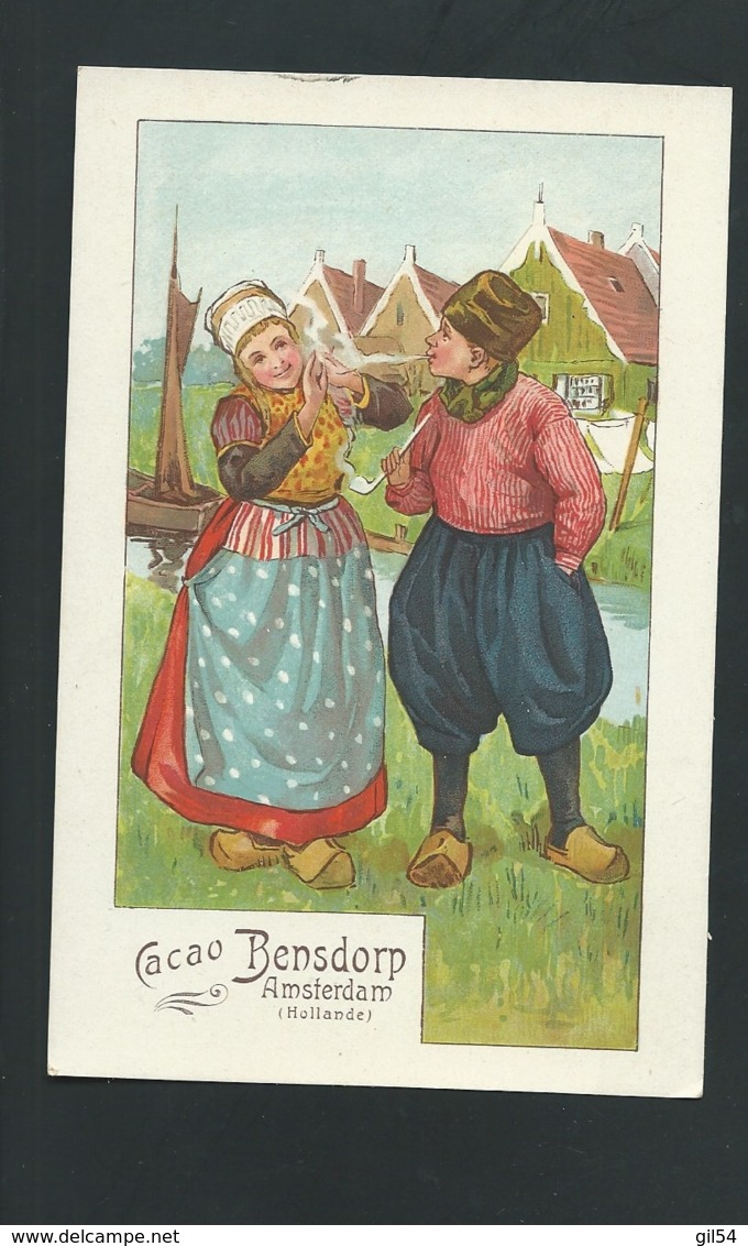 Cpa Publicitaire " Cacao  Bensdorp Amsterdam ( Hollande ), Jeune  Homme Fumant La Pipe    " Xh47 - Advertising