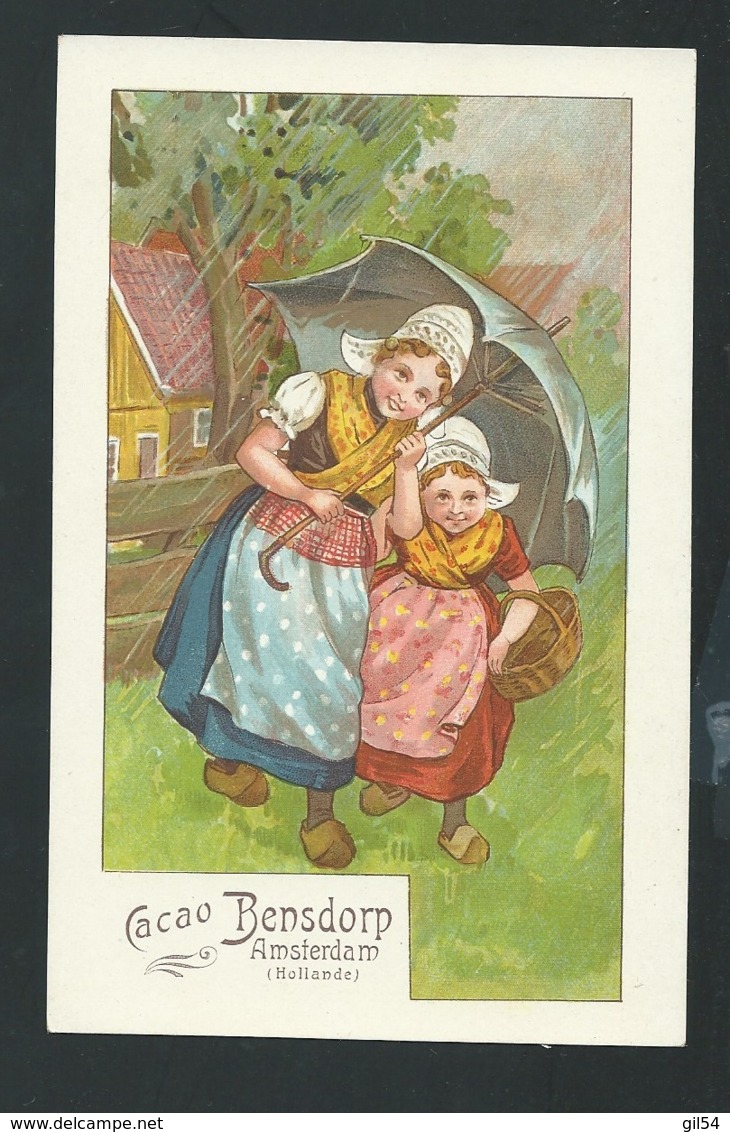 Cpa Publicitaire " Cacao  Bensdorp Amsterdam ( Hollande ), Jeunes Filles Sous Un Parapluie    " Xh48 - Advertising