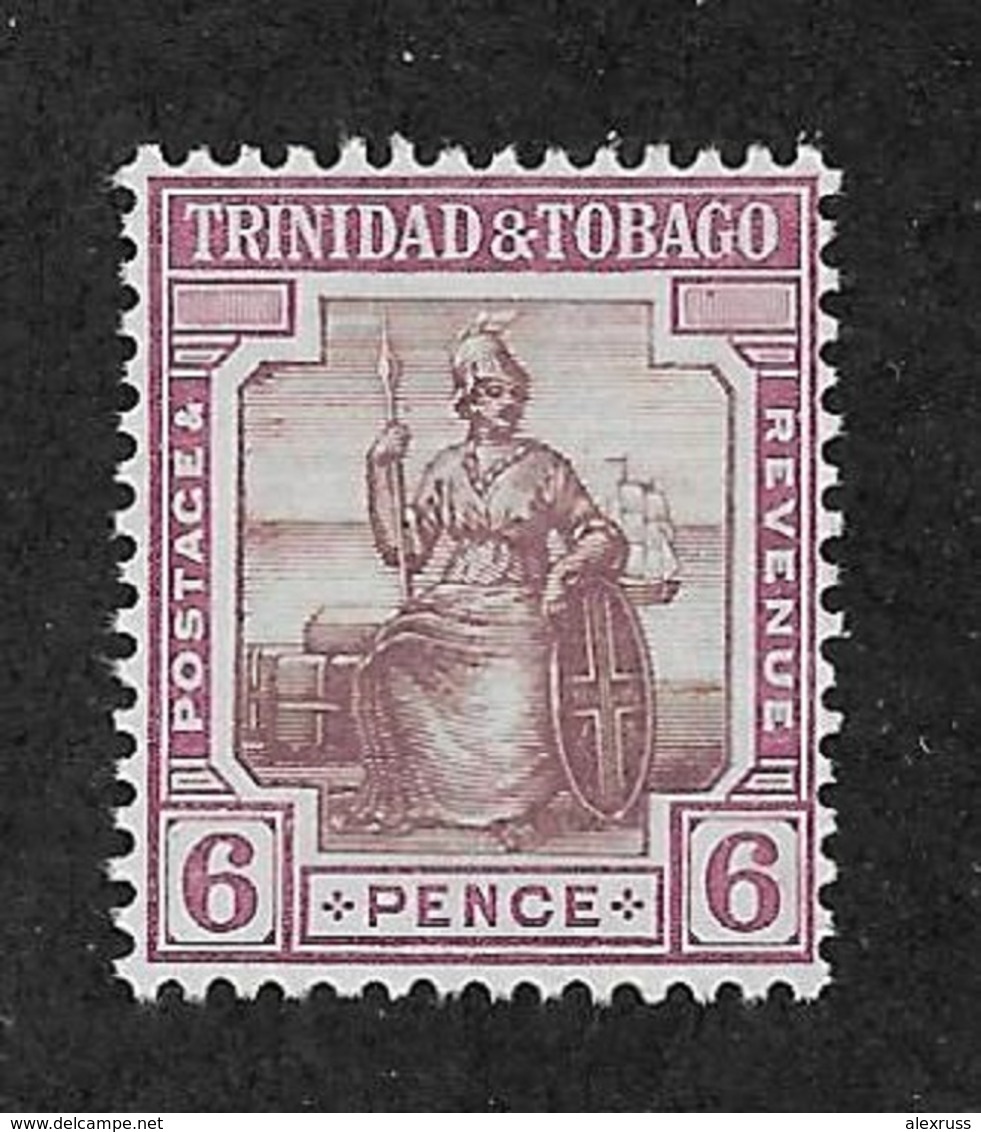 Trinidad & Tobago 1913,6p Scott # 6,XF Mint VVLH*OG ,Nice Color !! (SP-3) - Trinidad & Tobago (...-1961)