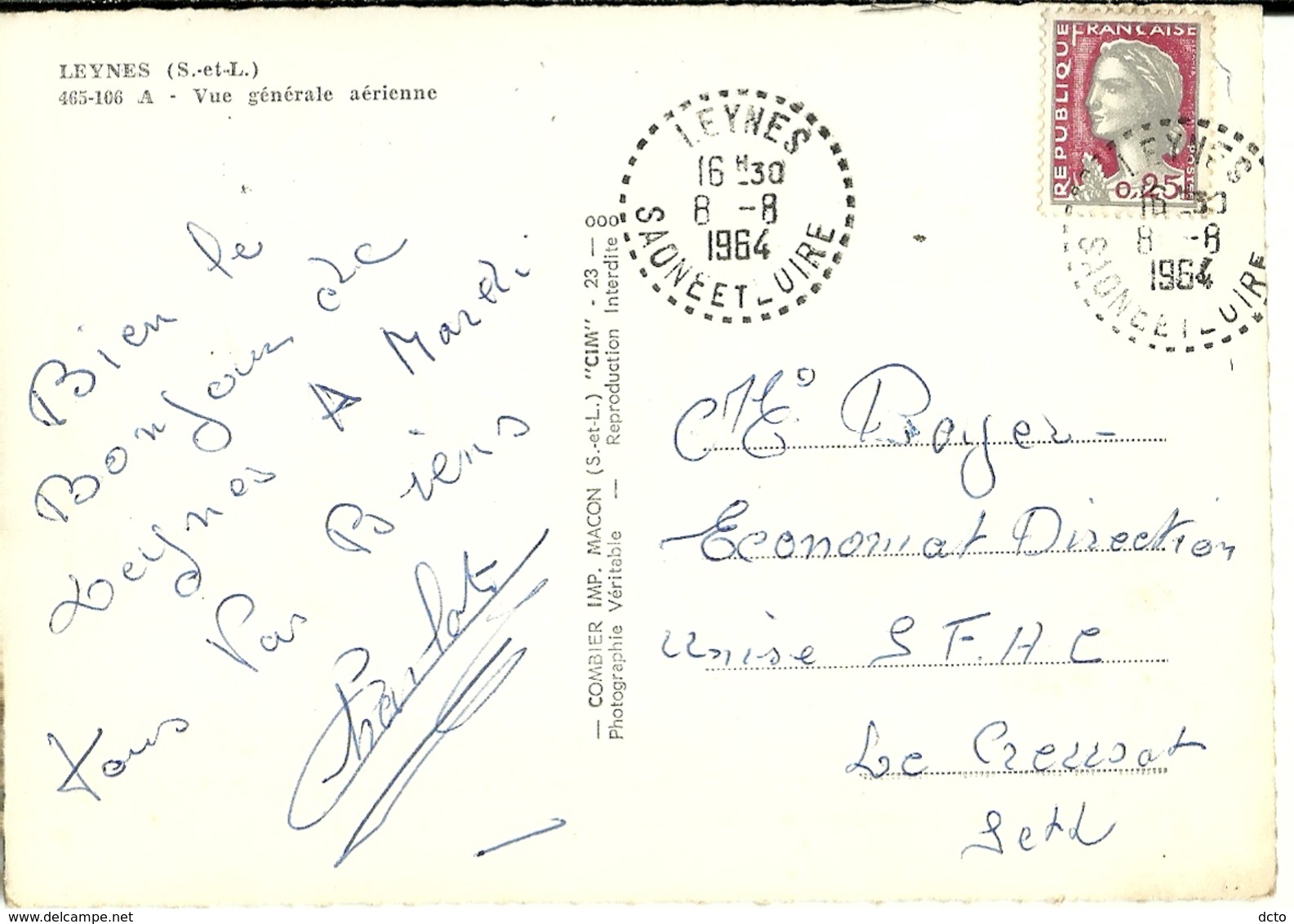 LEYNES Vue Générale Aérienne Cim 465-106 A (cachet Postal Pointillé) - Other & Unclassified