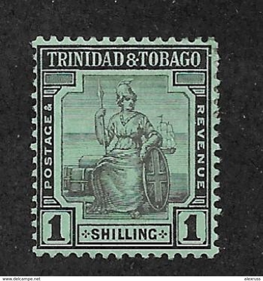 Trinidad & Tobago 1913,1sh Scott # 7b,VF Mint Hinged*OG ,Nice Color !! (SP-3) - Trinidad & Tobago (...-1961)