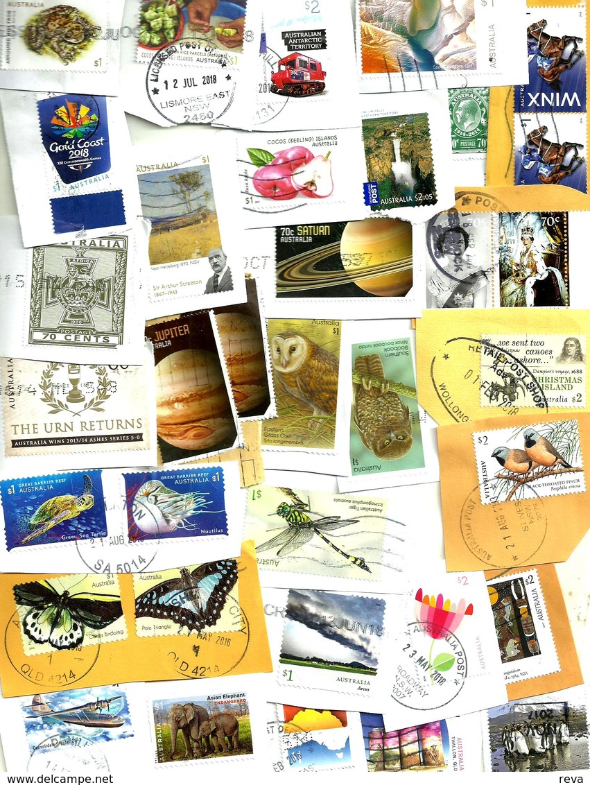 AUSTRALIA LOT8 MIXTURE OF50+USED STAMPS SOME 2015/18 INC.NEW"HORSE"$1,,"FROG"$1,ETC READ DESCRIPTION!! - Vrac (max 999 Timbres)