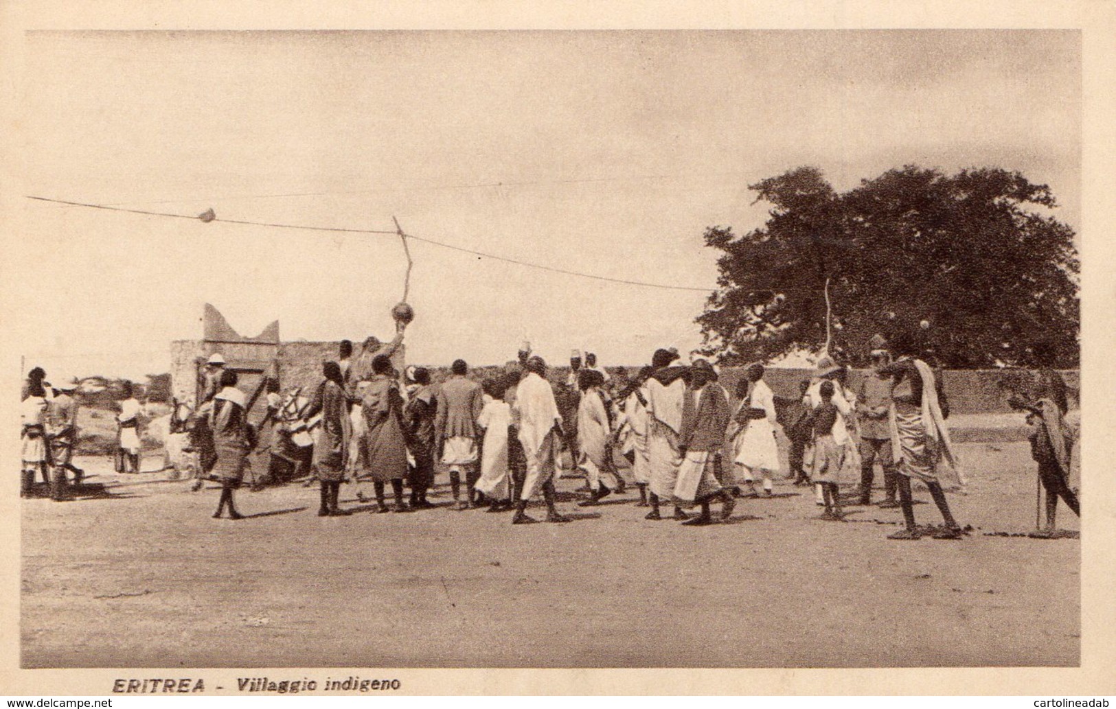 [DC7716] CPA - ERITREA - VILLLAGGIO INDIGENO - ANIMATA - Non Viaggiata - Old Postcard - Eritrea