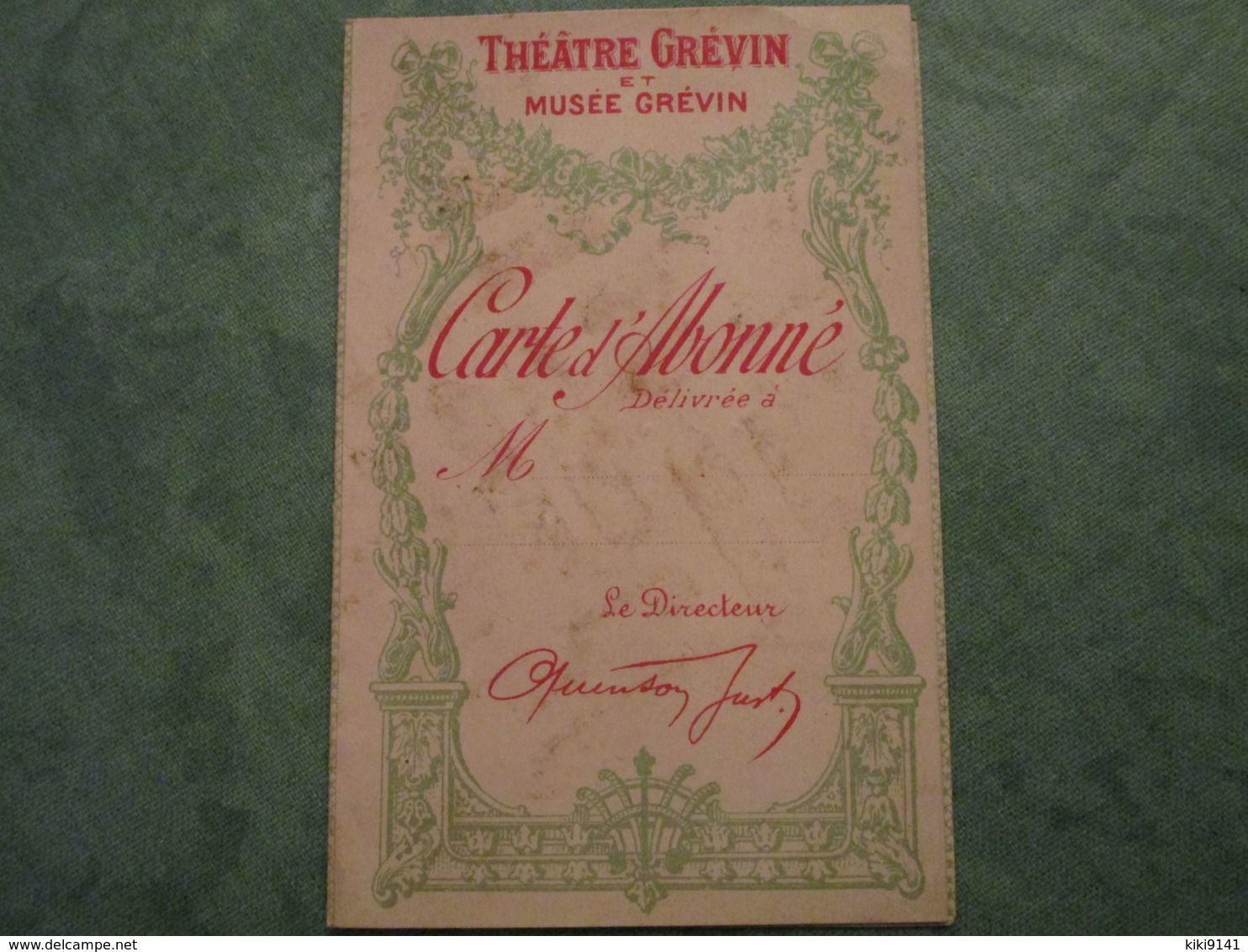 THEÄTRE GREVIN Et MUSEE GREVIN - Carte D'Abonné (vierge) - Théâtre & Déguisements