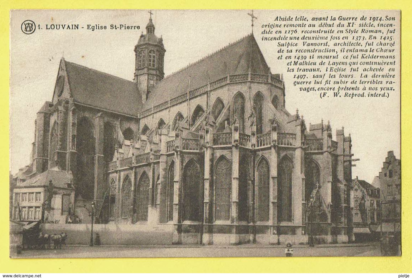 * Leuven - Louvain (Vlaams Brabant) * (Cliché F. Walschaerts, Nr 1) église Saint Pierre, Sint Pieters Kerk, Animée, Rare - Leuven