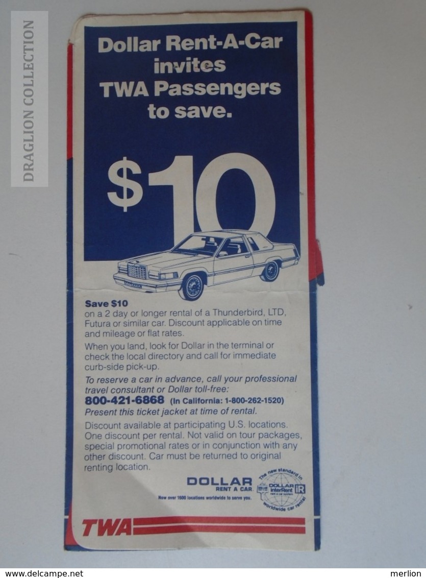 ZA101.4  Airplane - TWA Airline  Ticket Holder - Autres & Non Classés