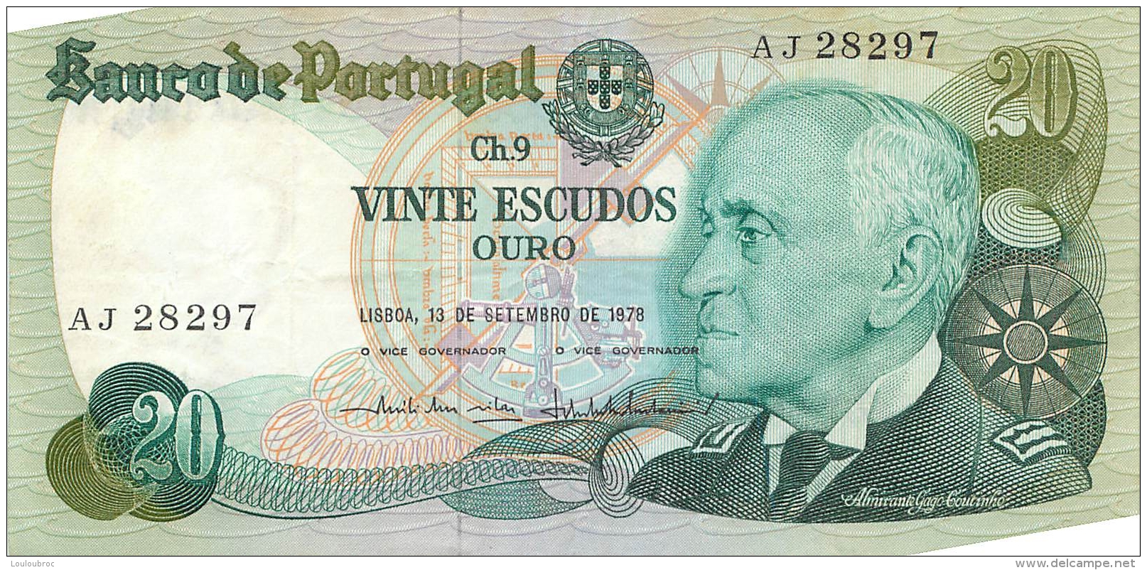 BILLET   PORTUGAL  1978  VINTE ESCUDOS - Portugal