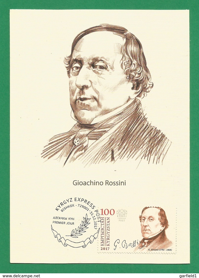 Kirgisistan 2017  Stamp-World  Nr. 1147 , Persönlichkeiten - Gioachno Rossini - Maxi Card - Premier Jour  31.1.2017 - Kirgisistan