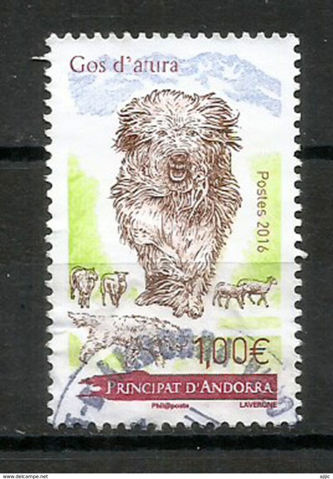 Le Chien De Berger Des Pyrénées,  Un Timbre Oblitéré 2016 (cachet Rond) - Used Stamps