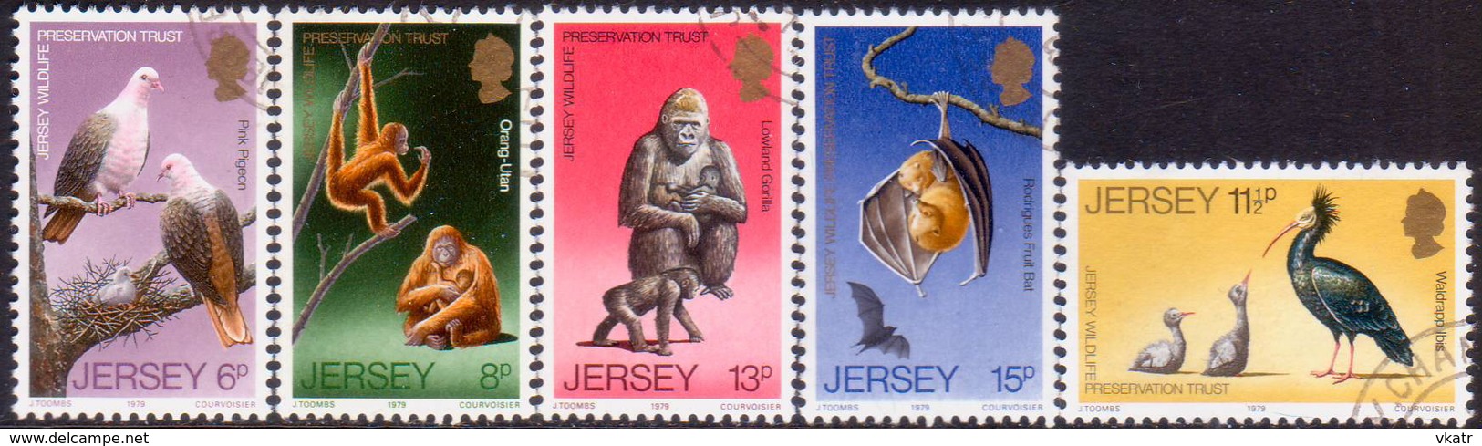 JERSEY 1979 SG #217-21 Compl.set Used Wildlife Preservation Trust (3rd Series) - Jersey