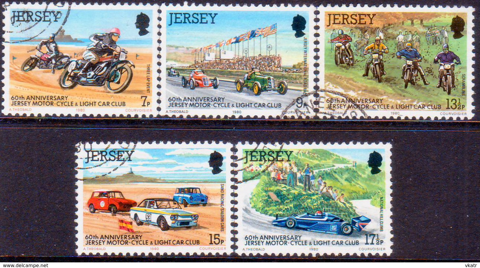 JERSEY 1980 SG #233-37 Compl.set Used Motor-Cycle Ans Light-Car Club - Jersey