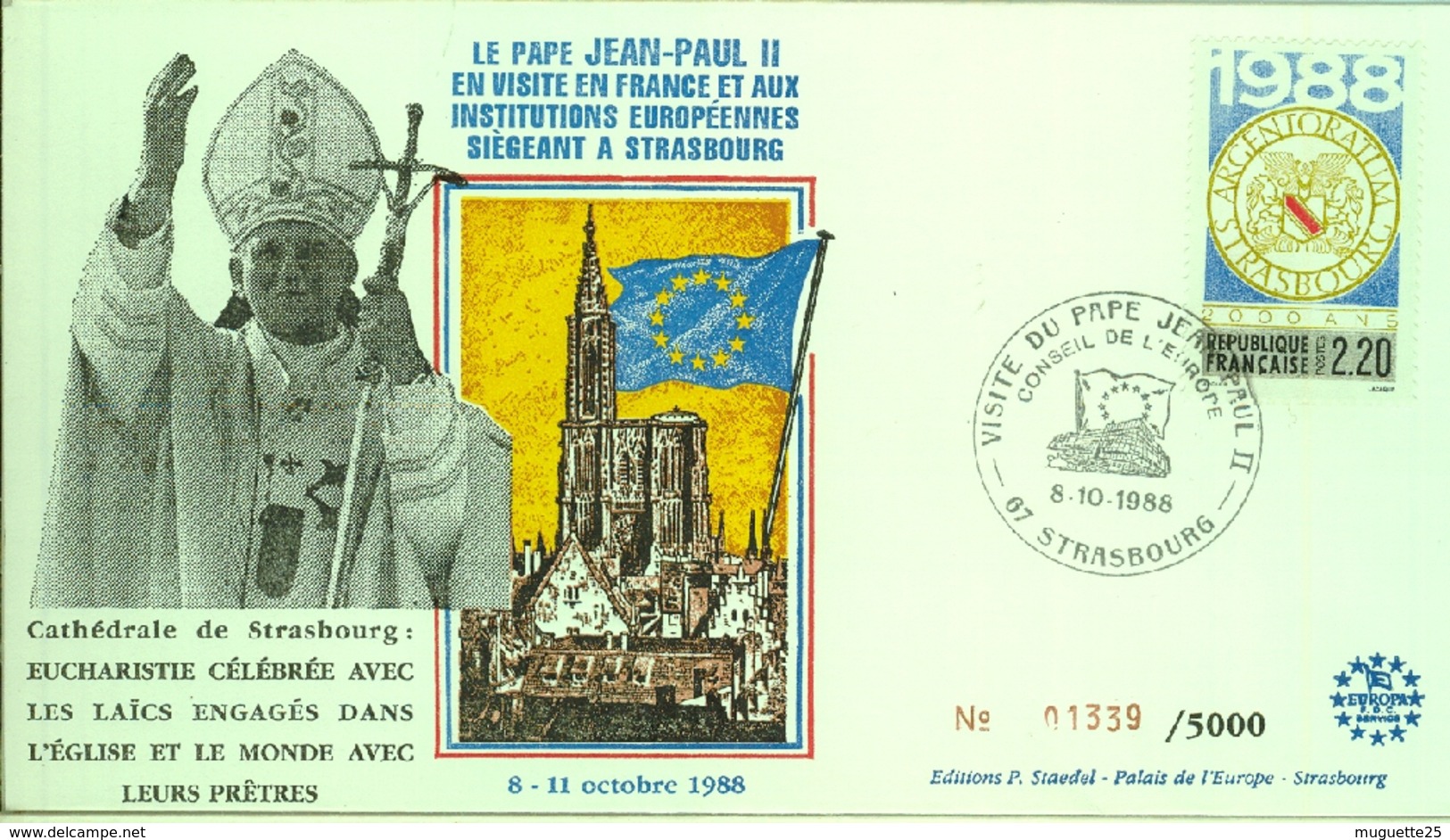 Pape Jean-Paul II  En Visite Aux Institutions Européennes  Conseil De L’Europe -8 Octobre 1988 - 1966