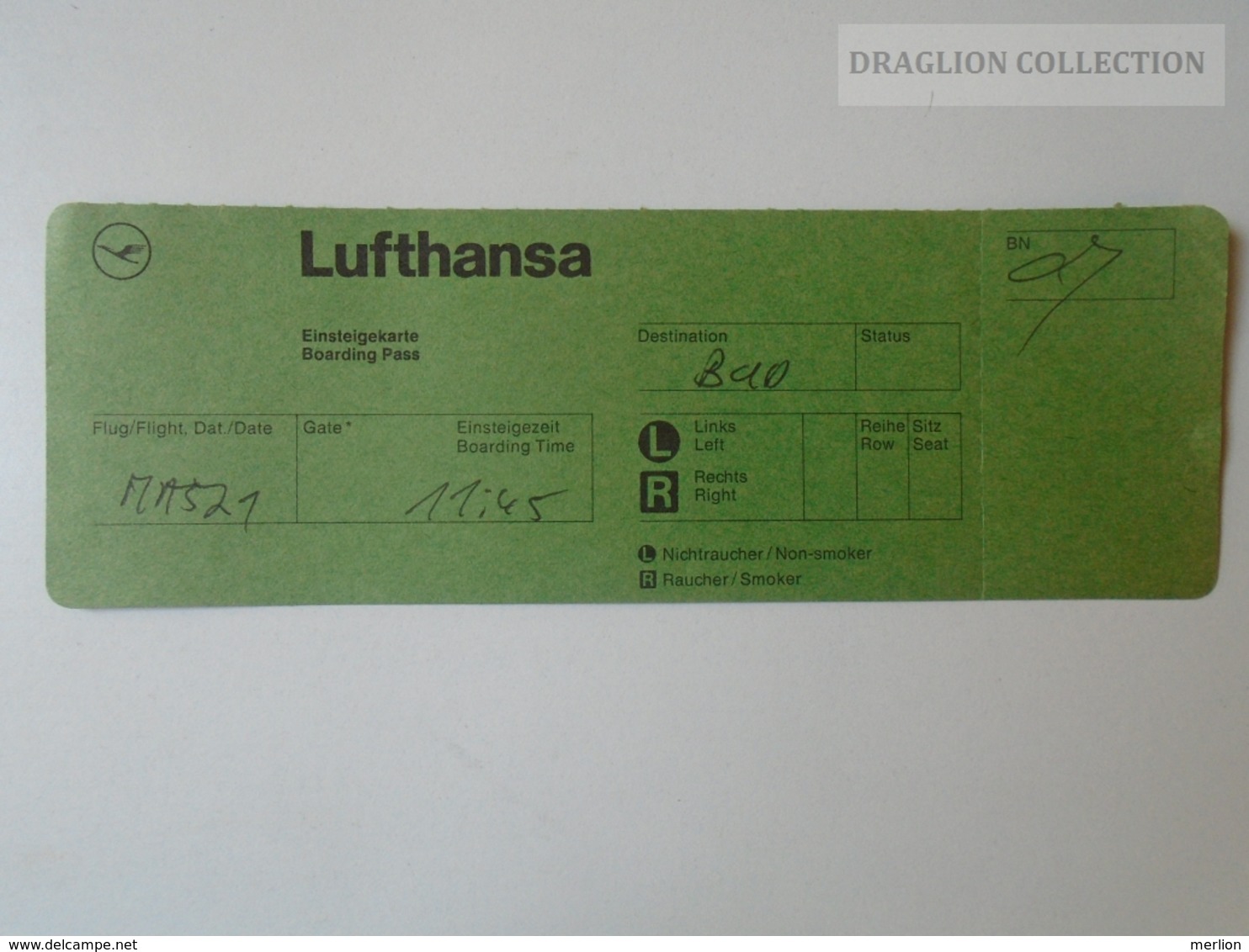 ZA101.14   Airplane - LUFTHANSA Airline  - Boarding Pass MA521 - Tarjetas De Embarque