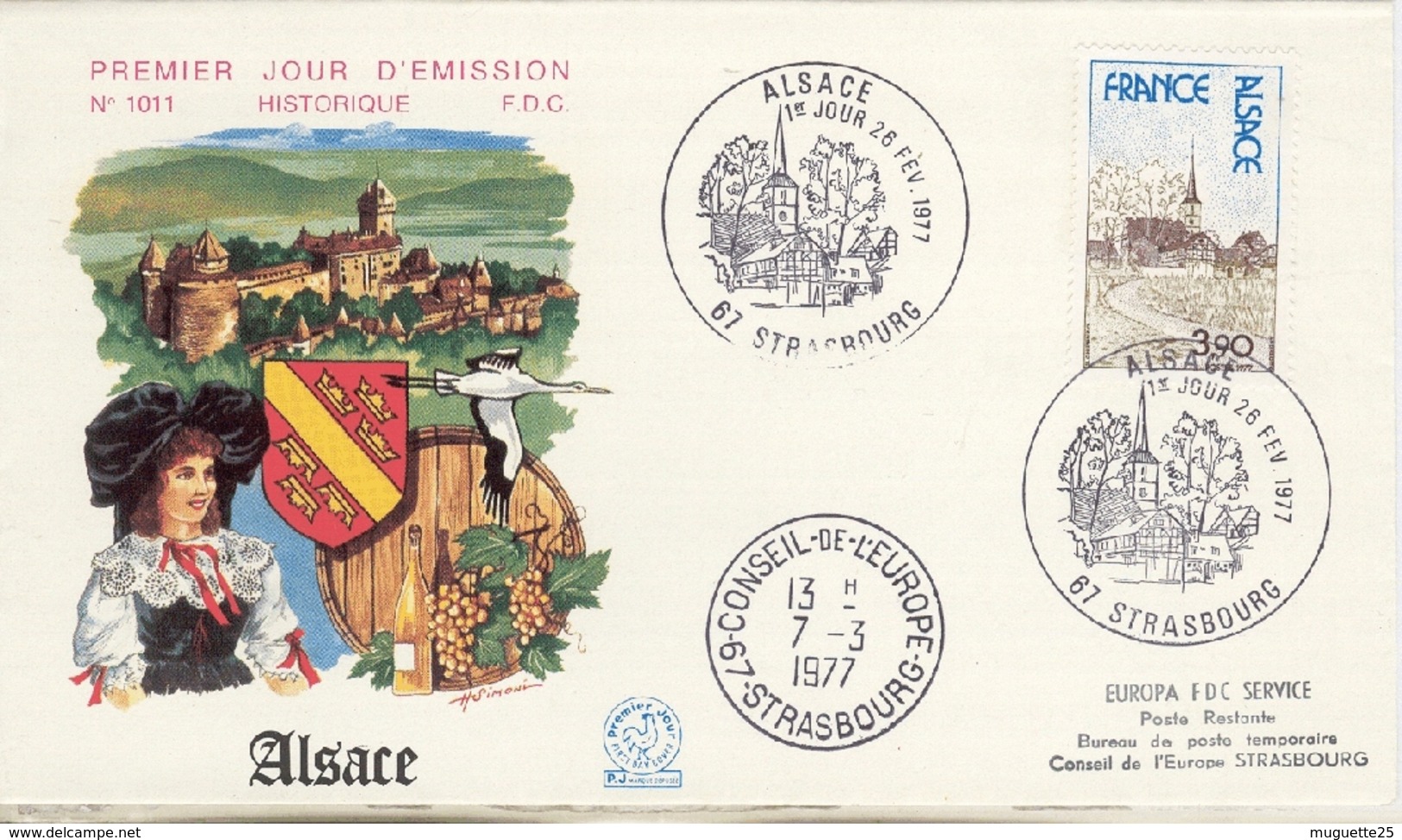 Alsace 1° Jour  Conseil De L’Europe  7  Mars 1977 - 1966