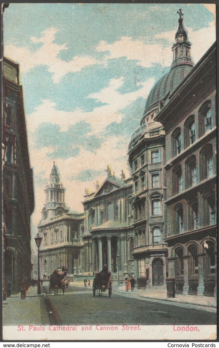 St Paul's Cathedral And Cannon Street, London, 1905 - Postcard - St. Paul's Cathedral