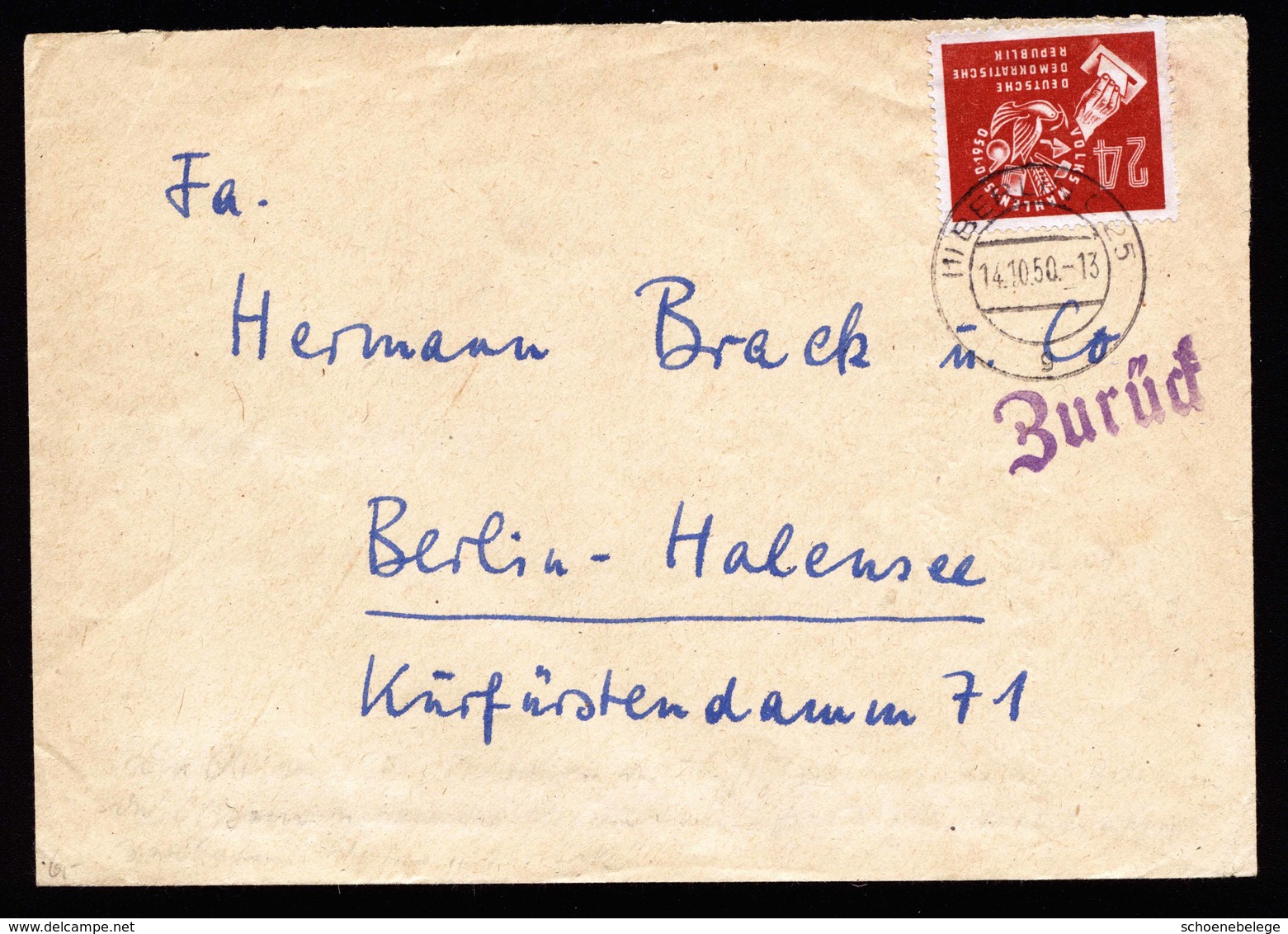 A5665) Berlin Währungsgegensatz Brief Westberlin 1950 In Ostberlin Verschickt - Briefe U. Dokumente