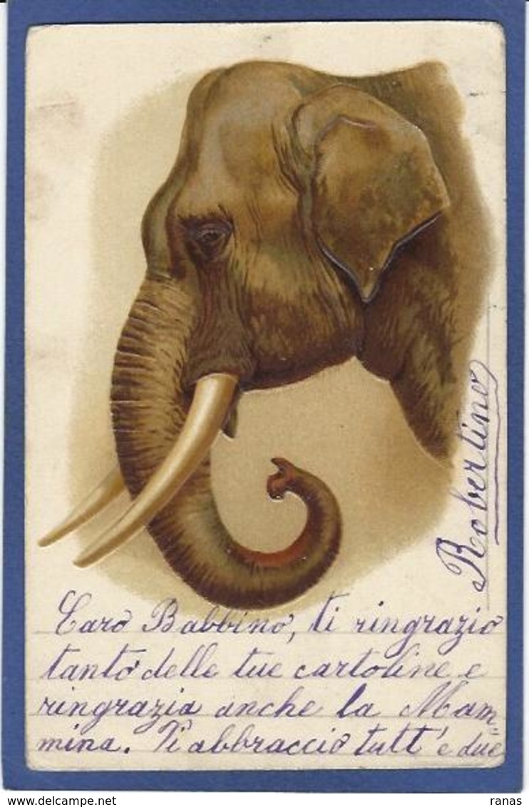 CPA éléphant Circulé Gaufré Embossed - Éléphants