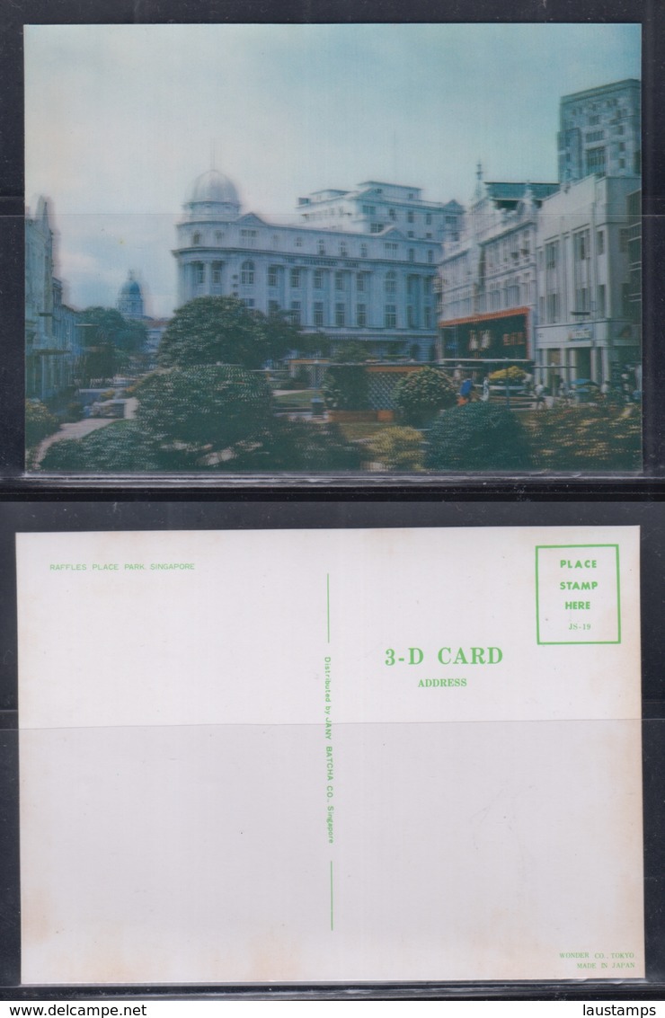 Singapore 3D Postcard, Raffles Place Park, Unused - Singapore