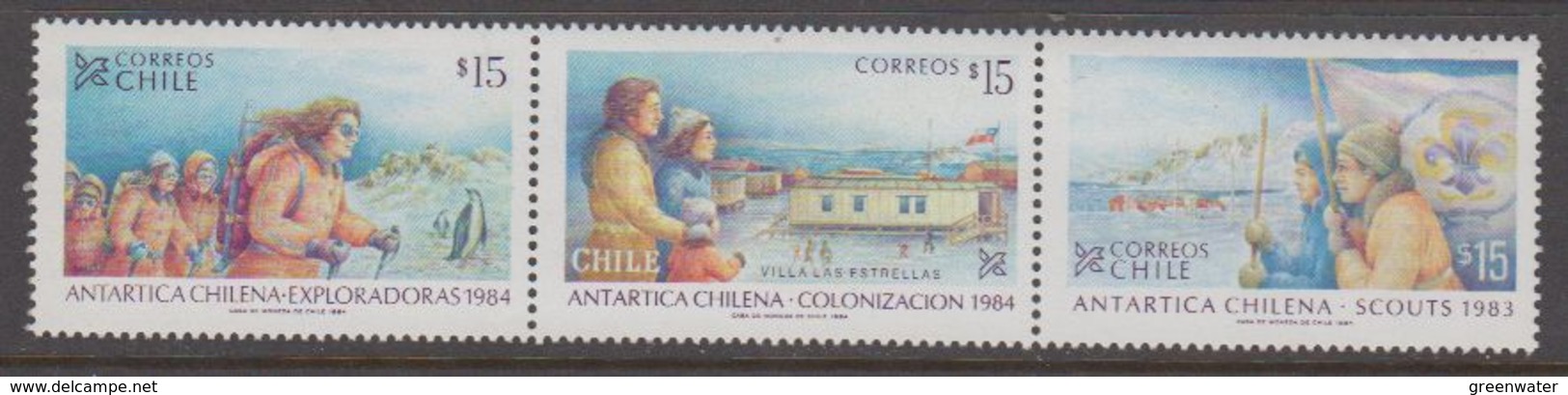 Chile 1984 Antarctica Strip 3v ** Mnh (40978) - Chili