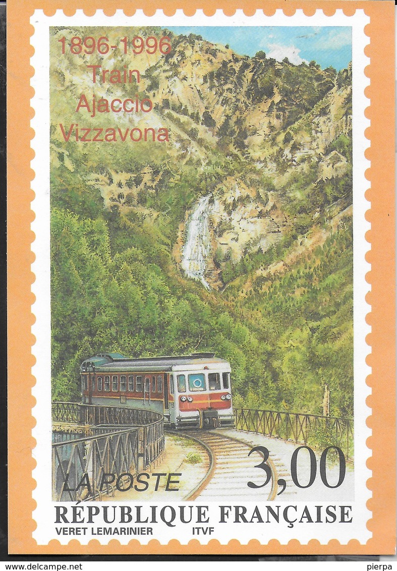 TRENO AJACCIO-VIZZAVONA - DA FRANCOBOLLO FRANCESE  1996 - Timbres (représentations)